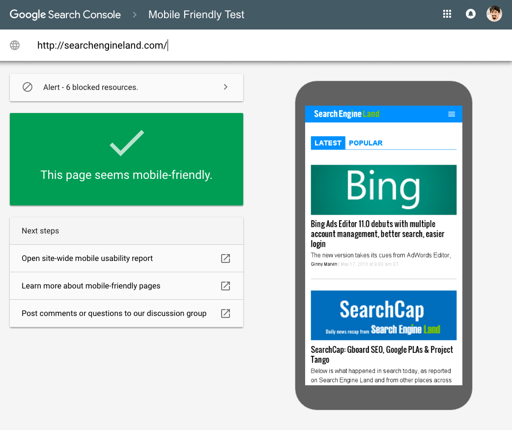 Google mobile friendly test tool new for custom responsive web design