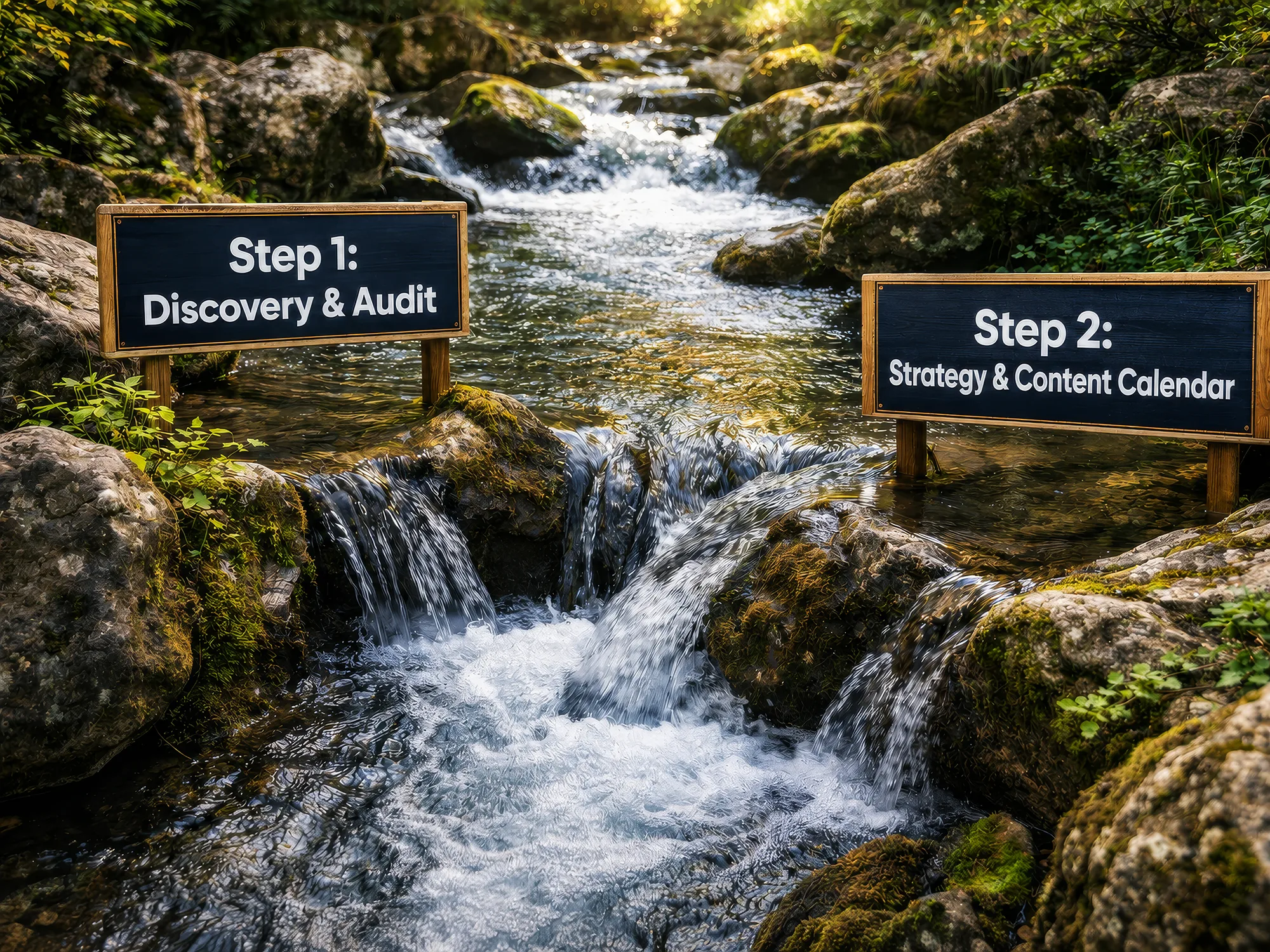 Social media management process steps 1 and 2, discovery, audit and strategy