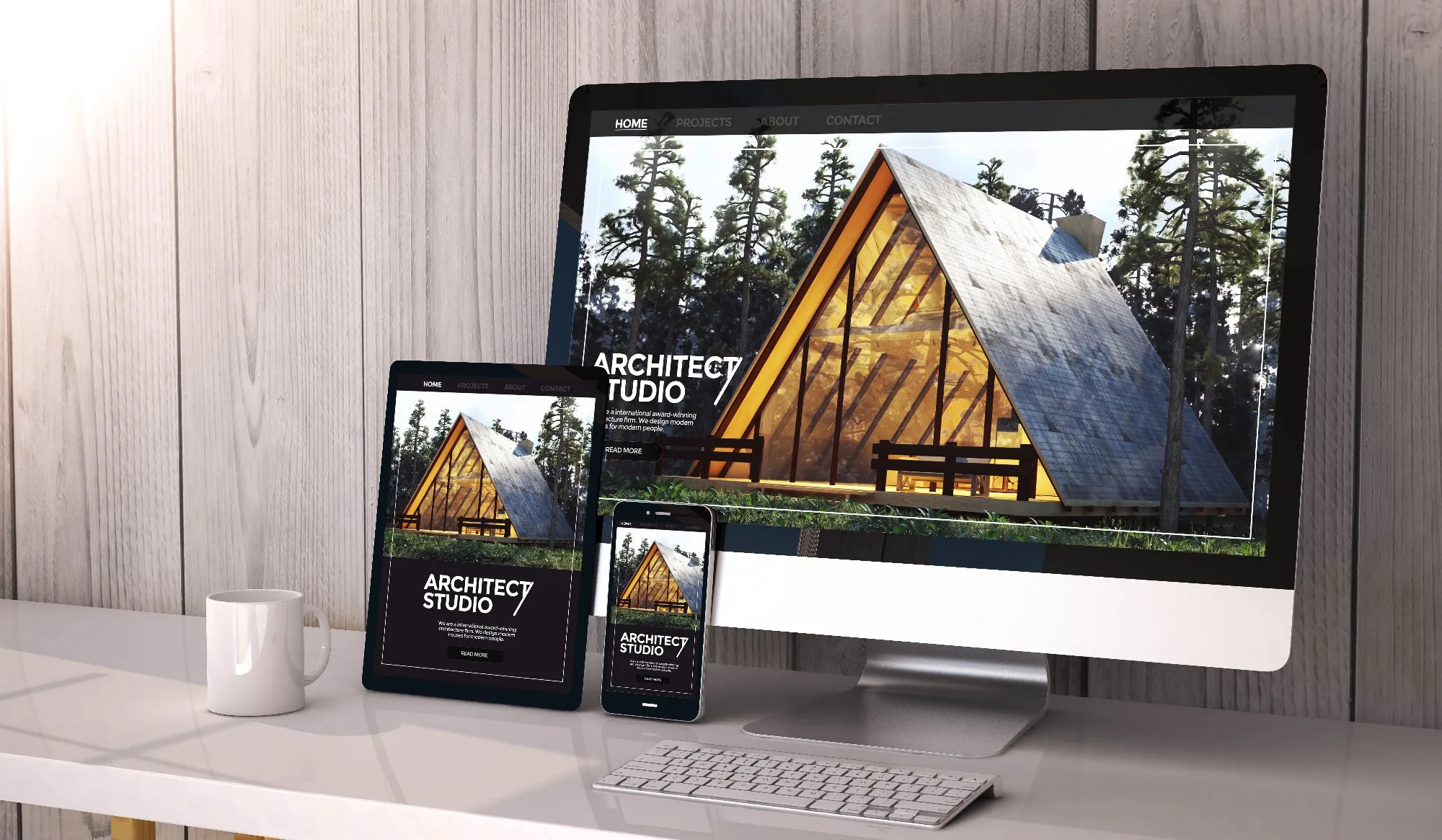 Custom web design pricing in Sarasota, a responsive website shown on desktop, tablet and phone