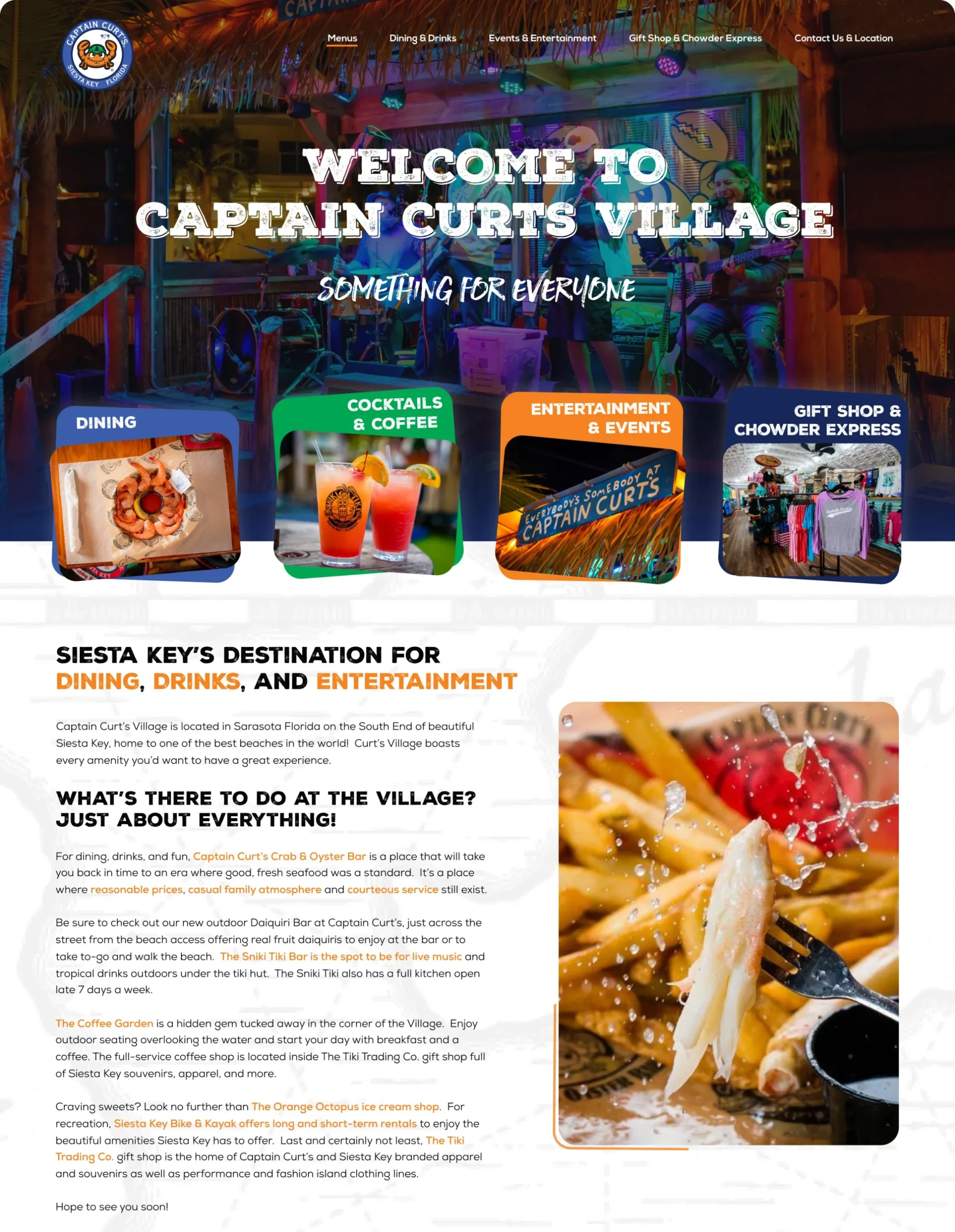 Captain Curt’s Village website designed by Sitespring