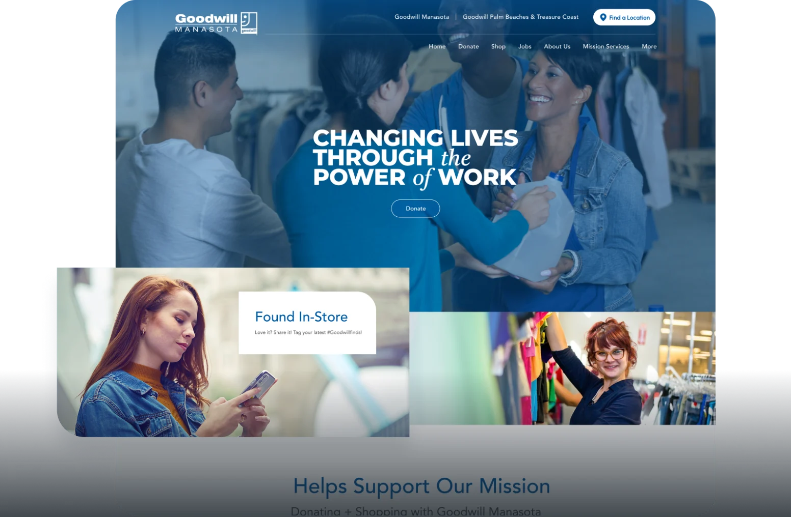 Goodwill Manasota website homepage designed by Sitespring