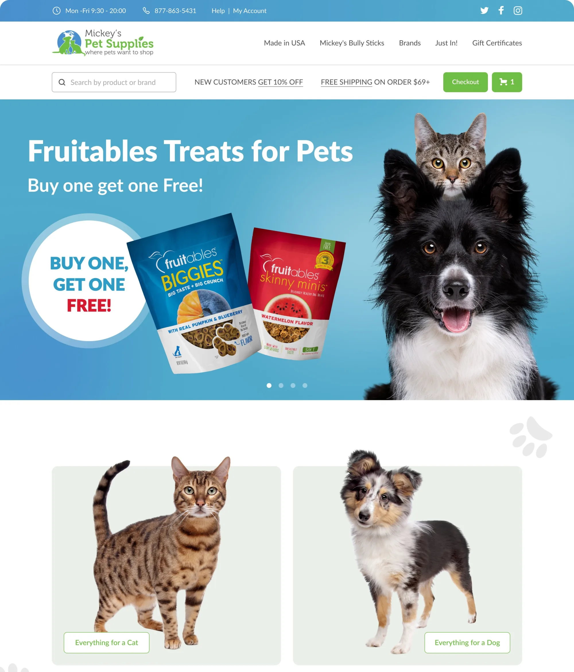 Mickey’s Pet Supplies ecommerce website designed by Sitespring