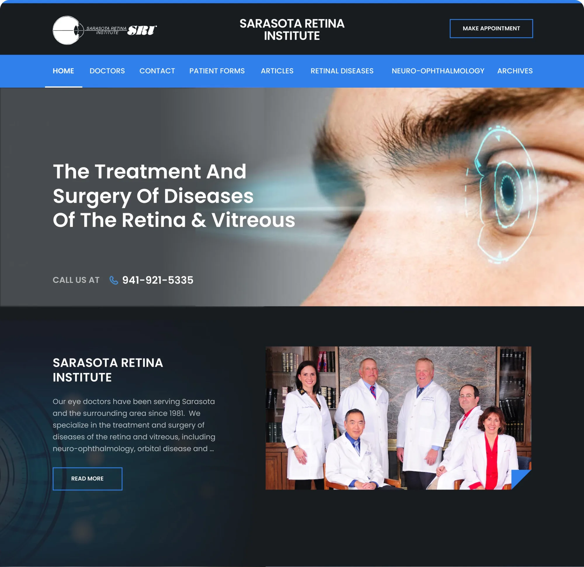 Sarasota Retina Institute website designed by Sitespring