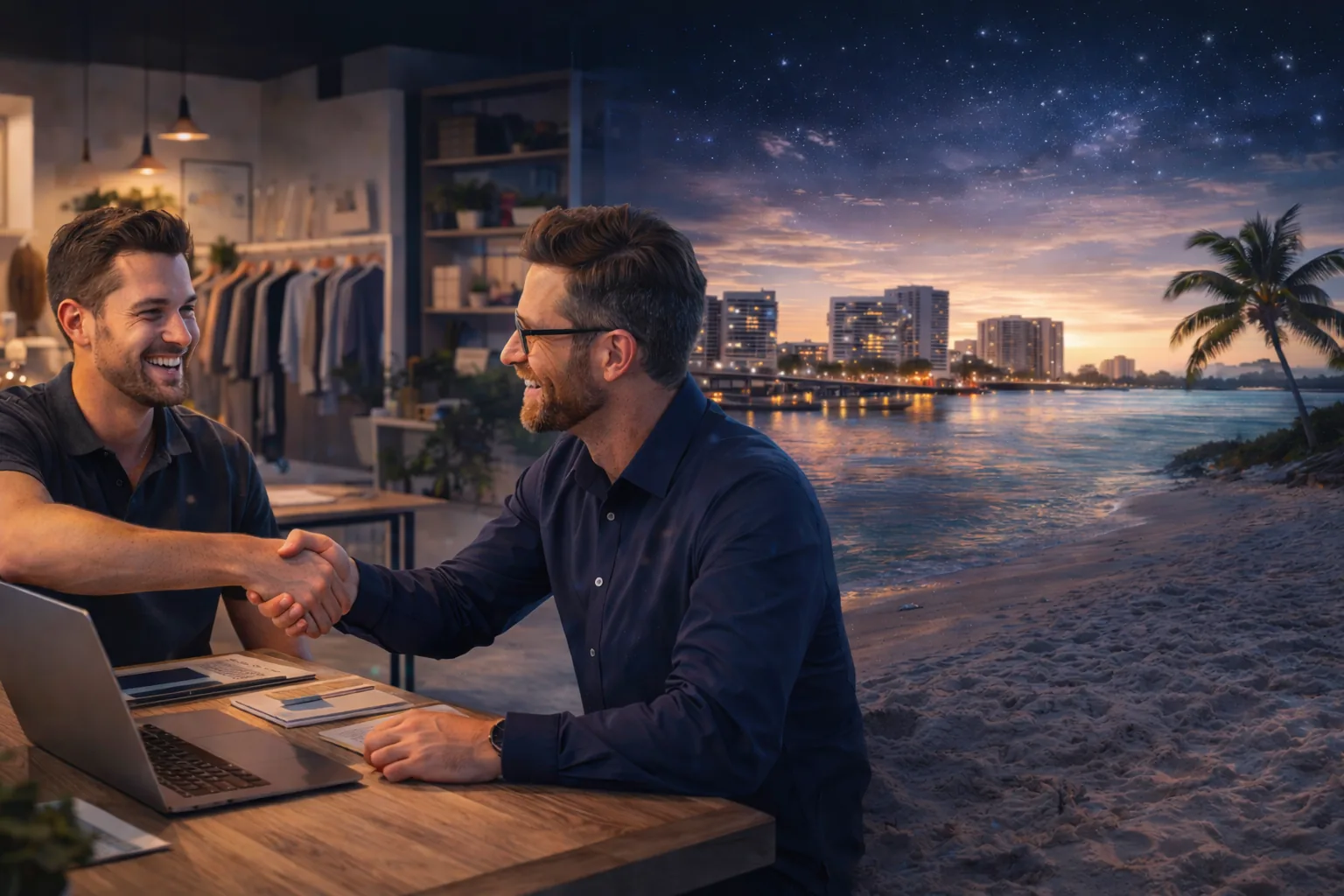 Sarasota business owners partnering with a social media management team